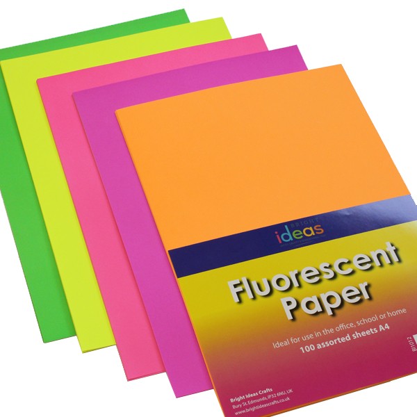 100x A4 NEON FLASH CARDS Fluorescent Cardmaking/Scrapbooking Paper Office/School