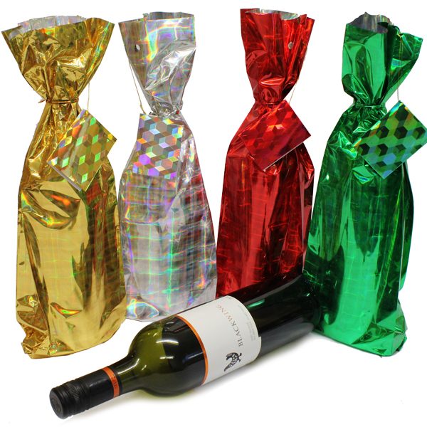 BI2229 Holographic Bottle Bags PK4 Assorted