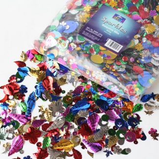 BI7969 Metallic Sequins 500g, assorted colours and shapes