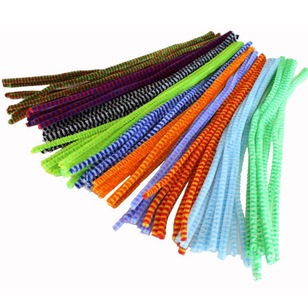 Stripey Pipe Cleaners Chenille Craft Stems Pipe Cleaners 30cm UK Supplier 