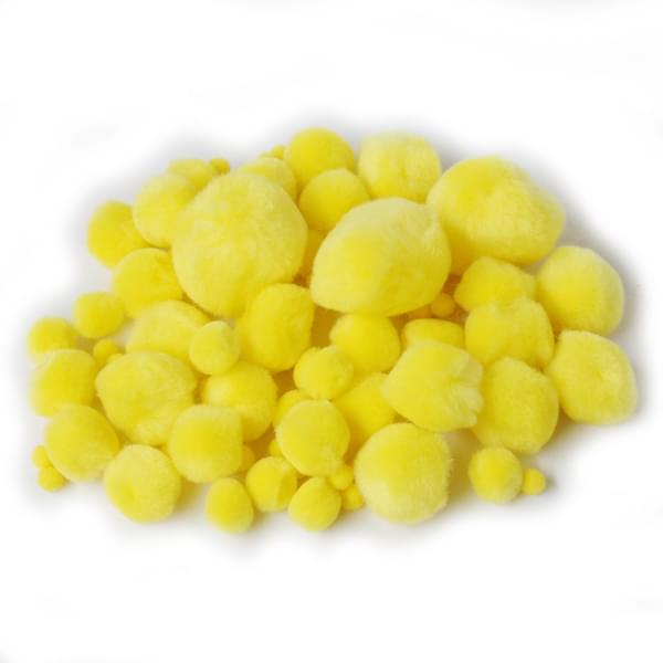 0.5 inch Yellow Tiny Craft Pom Poms 100 Pieces, Size: Large