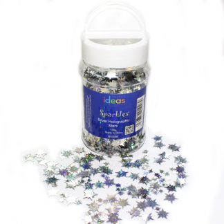 Silver Holographic Stars Confetti Shaker Jar
